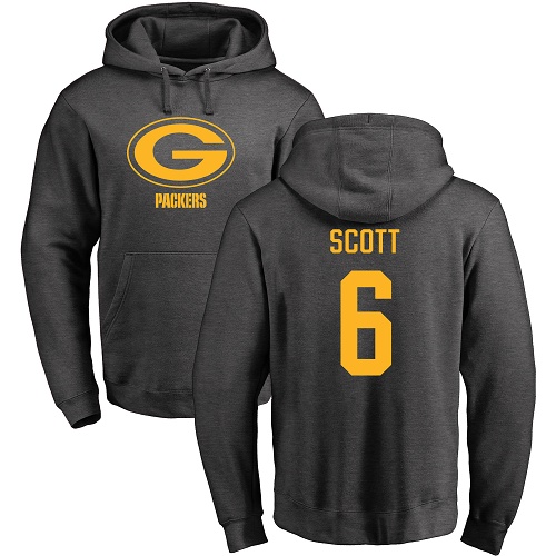 Green Bay Packers Ash #6 Scott J K One Color Nike NFL Pullover Hoodie